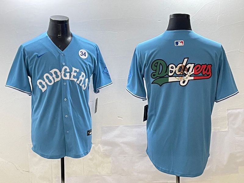 Men Los Angeles Dodgers Blank Light Blue Throwback Game 2025 Nike MLB Jersey style 6->los angeles dodgers->MLB Jersey